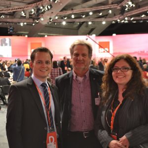 MdL Tobias Eckert, Judith Hautzel und Heiner Etzold auf dem Bundesparteitag