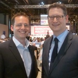 Der Kandidat für das Ministerpräsidentenamt Torsten Schäfer-Gümbel und Tobias Eckert